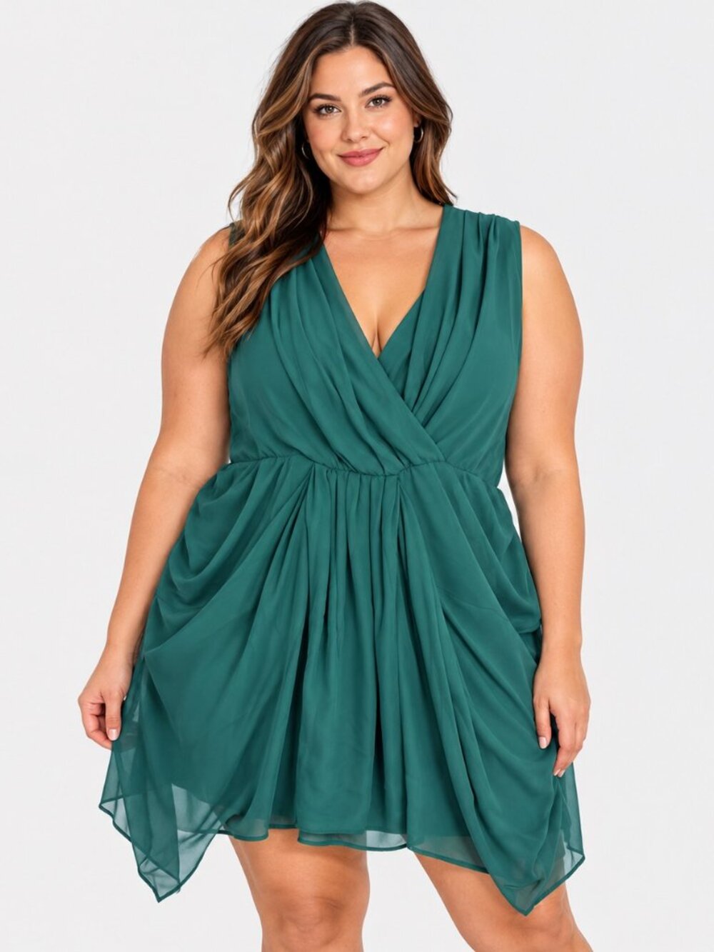 ASOS Curve Teal Draped Wrap Front Sleeveless Mini Dress Plus Size 20